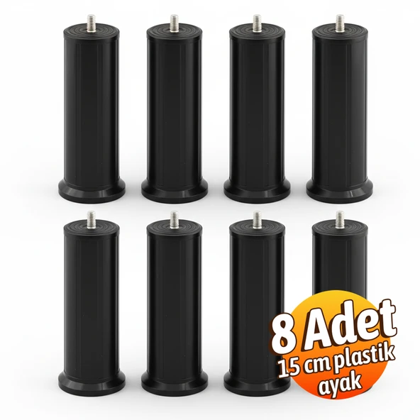 Keson 8 Adet 15 cm Siyah Plastik Mobilya Baza Tv Ünitesi Yükseltme Ayağı Robot Süpürge Uyumlu - Resim 2