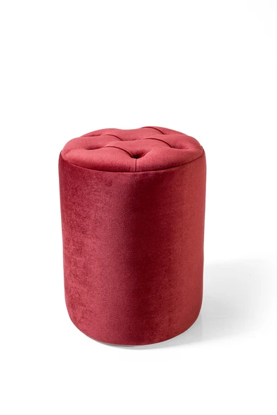 Framgan Framgan Makyaj Masası Pufu - Chester Bordo Puf - Dekoratif - Ayak Uzatma Pufu - Yuvarlak Puf - Resim 6