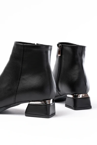 RM-500 Siyah Topuklu Fermuarlı Günlük Kadın Bot - Resim 4