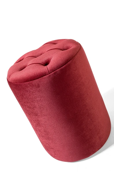 Framgan Framgan Makyaj Masası Pufu - Chester Bordo Puf - Dekoratif - Ayak Uzatma Pufu - Yuvarlak Puf - Resim 7