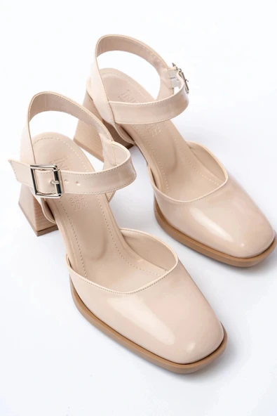 İNF-40450 Bej Rugan Günlük Arkası Açık Topuklu Bayan Ayakkabı - Resim 5