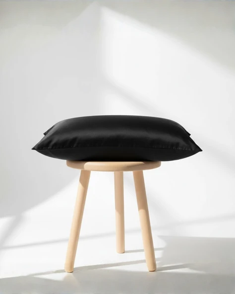 Cozy Home Halo Saten Yastık Kılıfı Siyah 50x70 - Resim 2