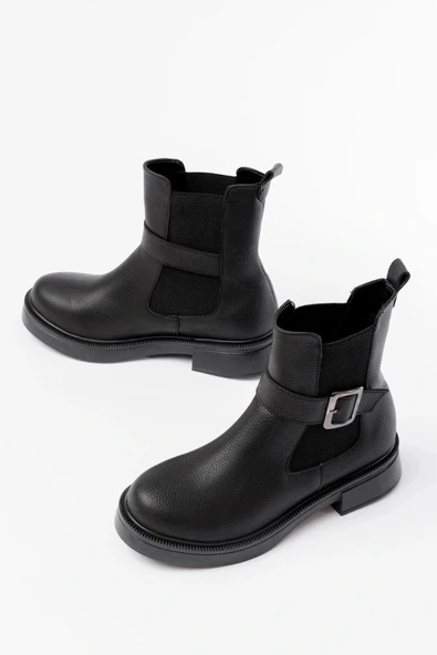 02-2004 Siyah Toka Aksesuarlı Lastikli Günlük Kadın Bot ürün görseli 1