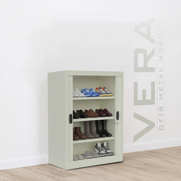 Sürgülü Kapaklı Metal Ayakkabılık – Geniş Raflı Kiler & Arşiv Dolabı ürün görseli