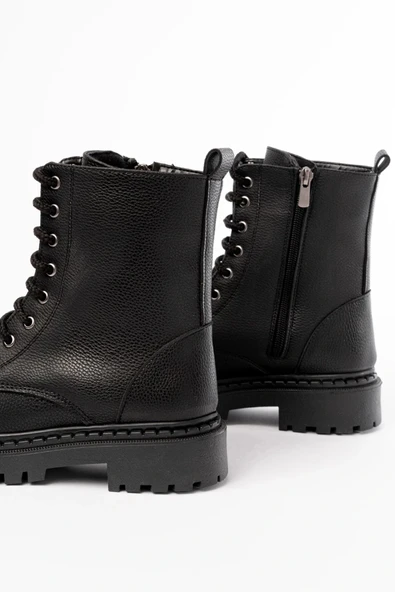 1101-2289 Siyah Luna Bağcıklı Fermuarlı Günlük Kadın Bot - Resim 4