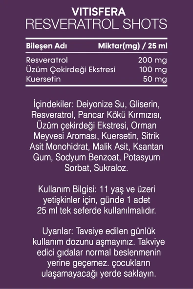 Vitisfera Resveratrol Shot Orman Meyveleri Aromalı 20x25 ml - Resim 4