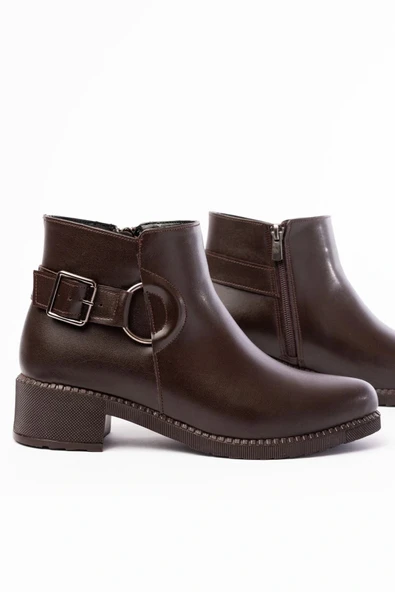 270-3030 Kahverengi Toka Aksesuarlı Fermuarlı Günlük Kadın Bot ürün görseli