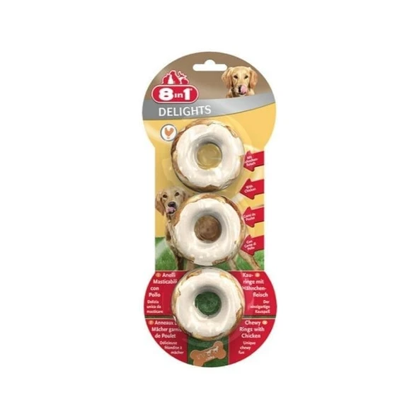 8IN1 Delights Rings Köpek Ödül Kemiği Tavuklu - 119GR - Resim 2