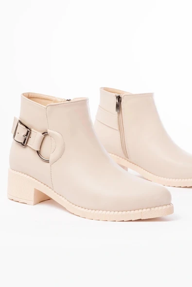 270-3030 Bej Toka Aksesuarlı Fermuarlı Günlük Kadın Bot ürün görseli 1