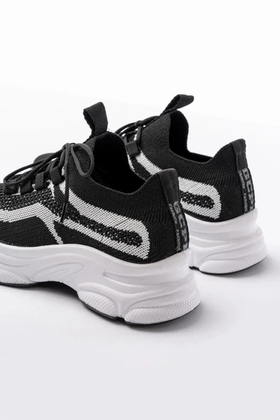 3001  Siyah Bağcıklı Fileli Günlük Spor Ayakkabı - Resim 5