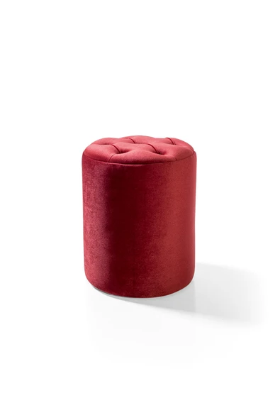 Framgan Framgan Makyaj Masası Pufu - Chester Bordo Puf - Dekoratif - Ayak Uzatma Pufu - Yuvarlak Puf - Resim 4