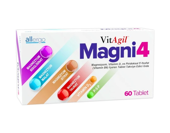 Allergo Vitagil Magni4 Magnezyum Vitamin D3 P5p 60 Tablet