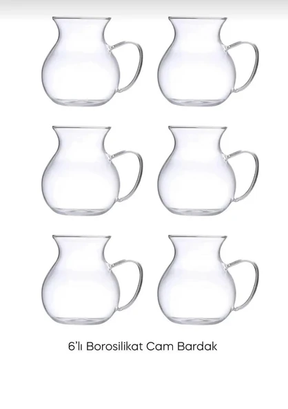 6'lı Isıya Dayanıklı Kulplu Çay Bardağı Key-i Ala Çay Bardağı - Resim 2