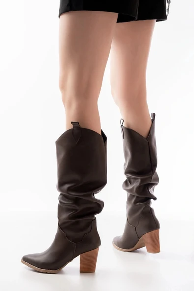LS-1884 Kahverengi Günlük Kadın Çizme - Resim 2