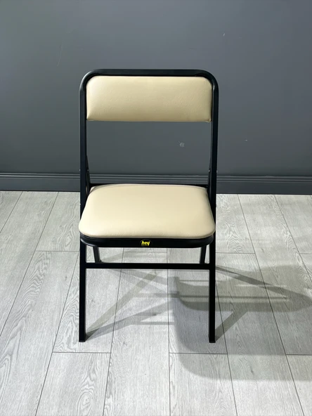 Katlanır Kamp Sandalyesi Cappuccino Piknik Sandalyesi Siyah Kapuçino Deri - Tekli - Resim 2