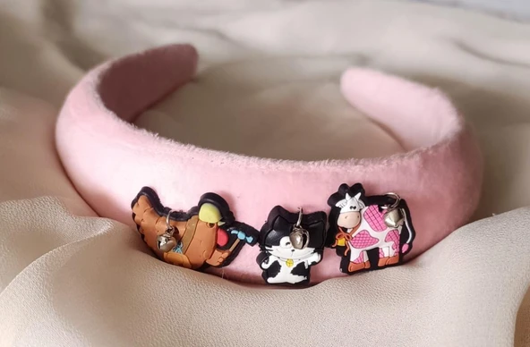 Taç Kız Çocuk Renkli Desenli Saç Aksesuarı Pembe - Resim 4