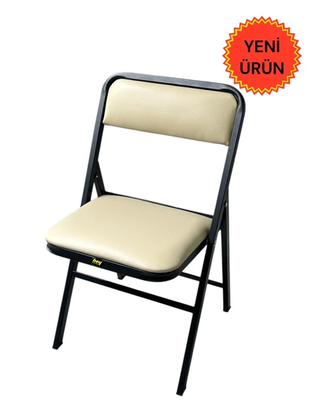 Katlanır Kamp Sandalyesi Cappuccino Piknik Sandalyesi Siyah Kapuçino Deri - Tekli ürün görseli 1
