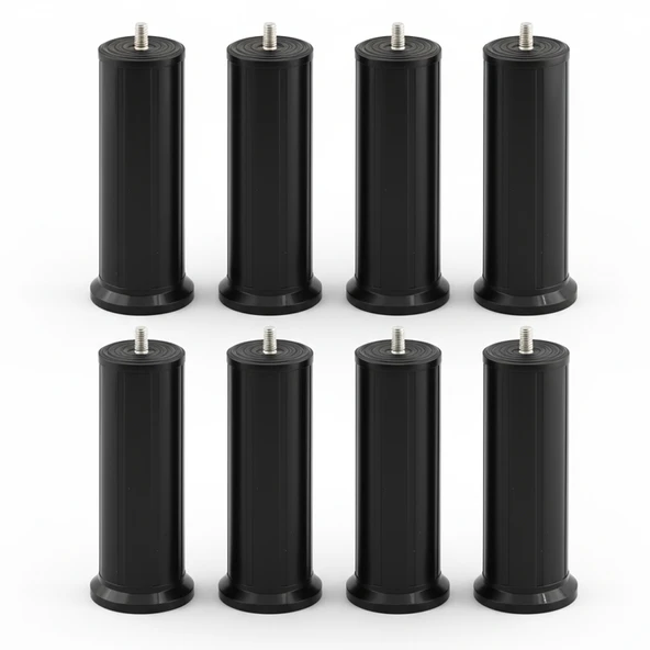 Keson 8 Adet 15 cm Siyah Plastik Mobilya Baza Tv Ünitesi Yükseltme Ayağı Robot Süpürge Uyumlu ürün görseli 1