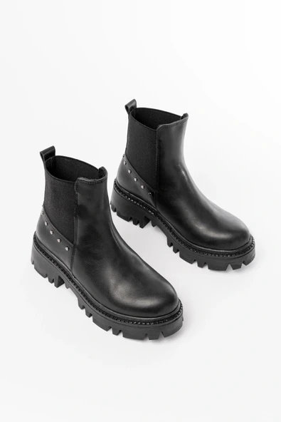 868-2005 Siyah Lastikli Günlük Kadın Bot - Resim 4