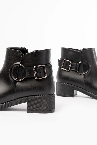 270-3030 Siyah Toka Aksesuarlı Fermuarlı Günlük Kadın Bot - Resim 4