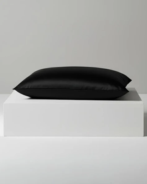 Cozy Home Halo Saten Yastık Kılıfı Siyah 50x70 - Resim 3