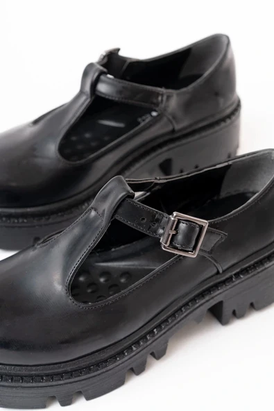 868-757 Siyah Rugan Günlük Yüksek Tabanlı Loafer Ayakkabı - Resim 3