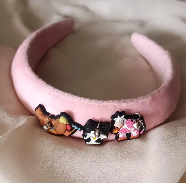 Taç Kız Çocuk Renkli Desenli Saç Aksesuarı Pembe ürün görseli