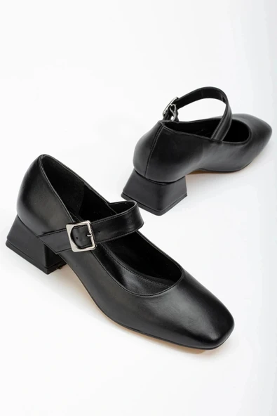 ST-006 Siyah Günlük 4 cm Topuklu Bayan Ayakkabı - Resim 4