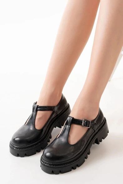 868-757 Siyah Rugan Günlük Yüksek Tabanlı Loafer Ayakkabı ürün görseli 1