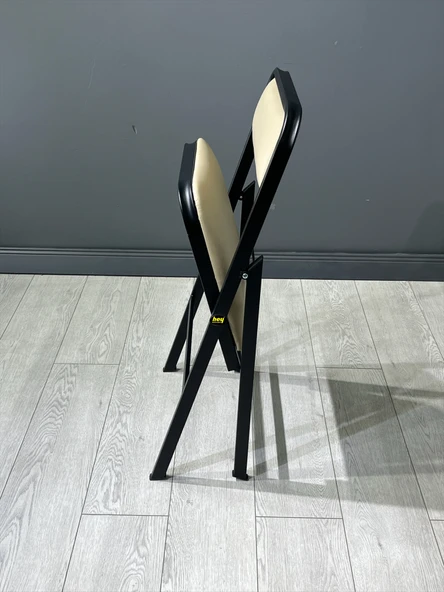 Katlanır Kamp Sandalyesi Cappuccino Piknik Sandalyesi Siyah Kapuçino Deri - Tekli - Resim 4