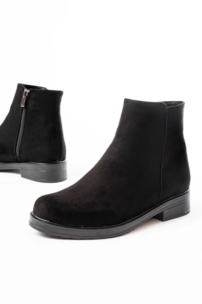 165-204 Siyah Süet Fermuarlı Günlük Kadın Bot - Resim 3