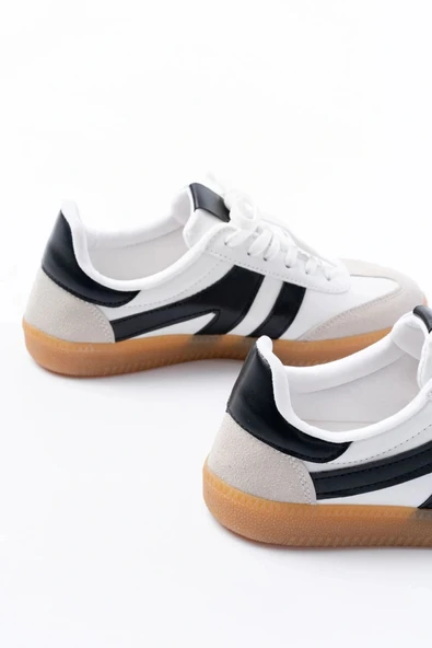 M-1004 Beyaz Bağcıklı Termo Taban Günlük Kadın Spor - Resim 5