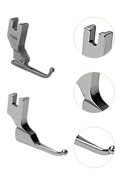 Boncuklu, Taşlı ve Pullu Kumaşlara Uygun Sanayi Tipi Gelinlikçi Düz Dikiş Ayağı 2’li Set - Resim 2