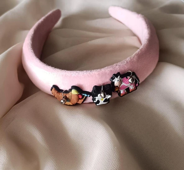 Taç Kız Çocuk Renkli Desenli Saç Aksesuarı Pembe - Resim 2