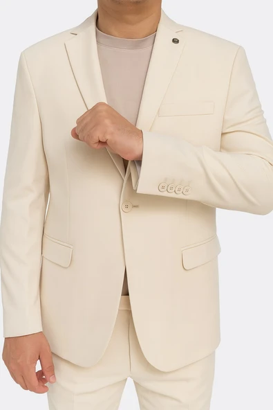 Erkek  Tek Düğme Slim Fit Takım Elbise - Şık Ofis ve Davet Kombini - Resim 8