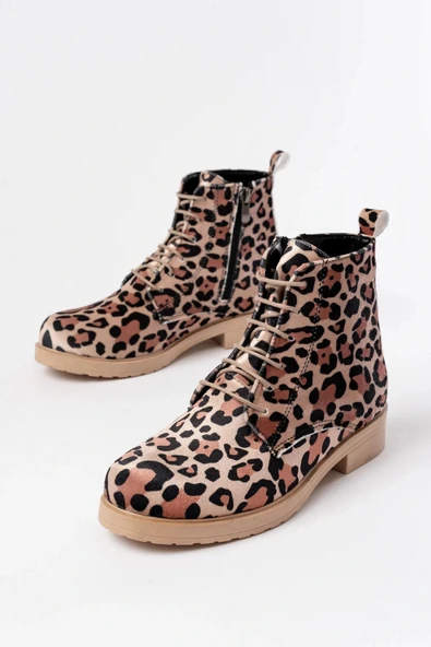 165-225 Leopar Bağcıklı Fermuarlı Günlük Kadın Bot - Resim 3