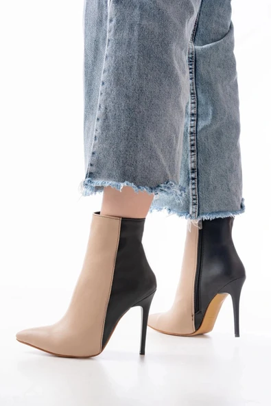 LS-216 Nut Yüksek İnce Topuklu Fermuarlı Kadın Bot - Resim 2