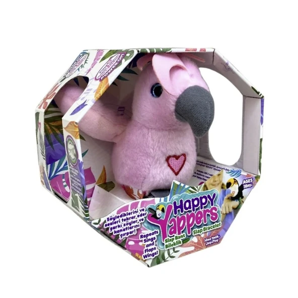Peluş Ses Tekrarlı Hayvan Bileklik Aksesuar - Pembe Papağan - 2