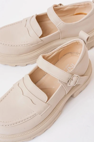 745-771 Bej Kadın Günlük Yüksek Tabanlı Loafer Ayakkabı - Resim 5