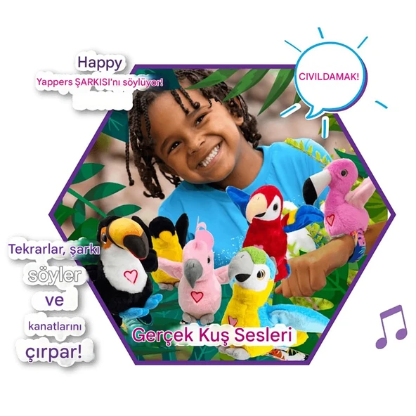 Peluş Ses Tekrarlı Hayvan Bileklik Aksesuar - Pembe Flamingo - 4