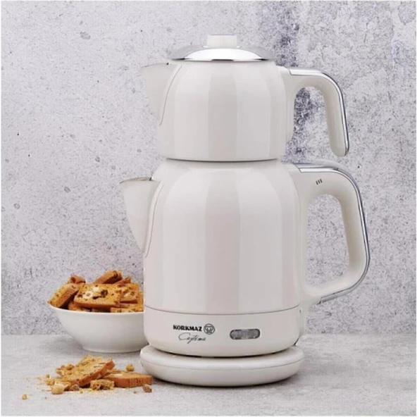 Korkmaz A331-08 Çaytema Vanilya/Krom 1600 W Çay Makinesi