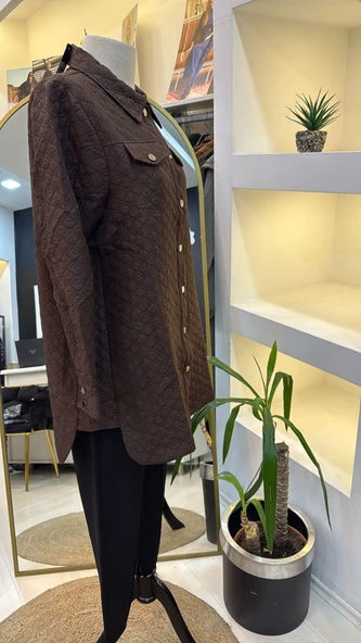 İnvee Kapitone kahve Ceket 6827 - Resim 3