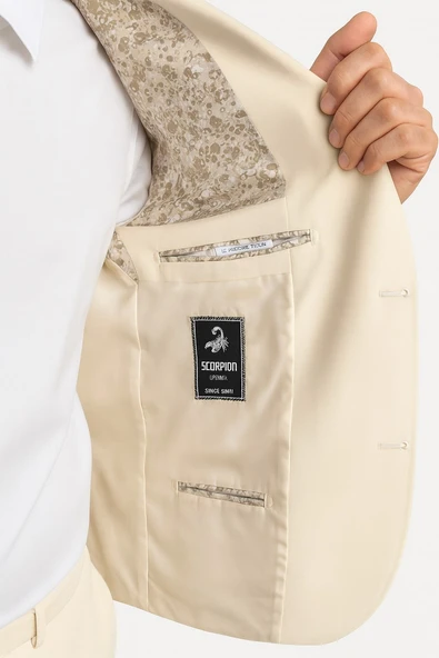 Erkek  Tek Düğme Slim Fit Takım Elbise - Şık Ofis ve Davet Kombini - Resim 6