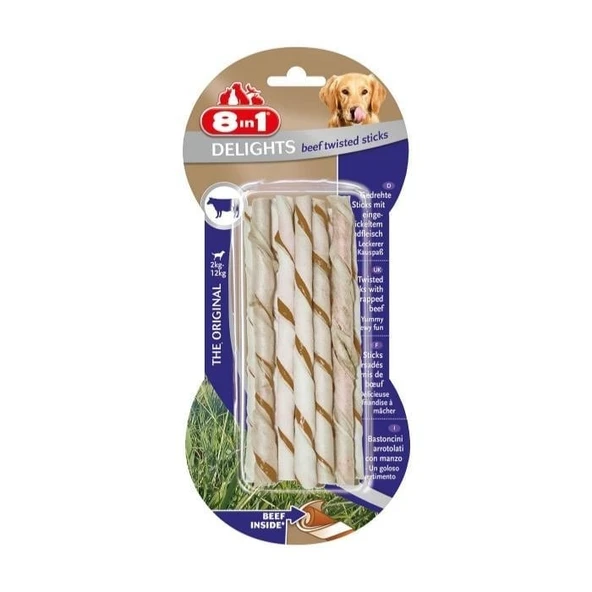 8IN1 Delights Burgu Çubuk Köpek Ödül Kemiği Sığır Etli - 55GR - 3
