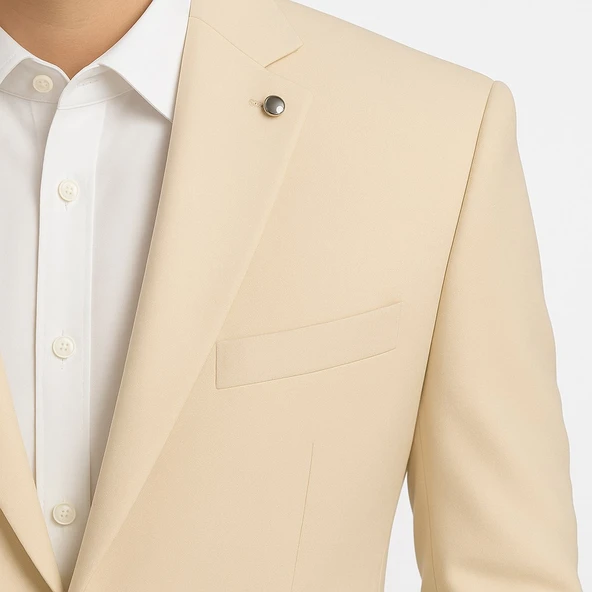 Erkek  Tek Düğme Slim Fit Takım Elbise - Şık Ofis ve Davet Kombini - Resim 5