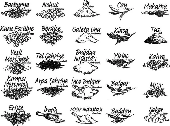 Porsima 432-GR Kare Erzak Bakliyat Saklama Kabı Takımı 12'li 1.70 L + Etiket 25 Adet GRİ - Resim 4