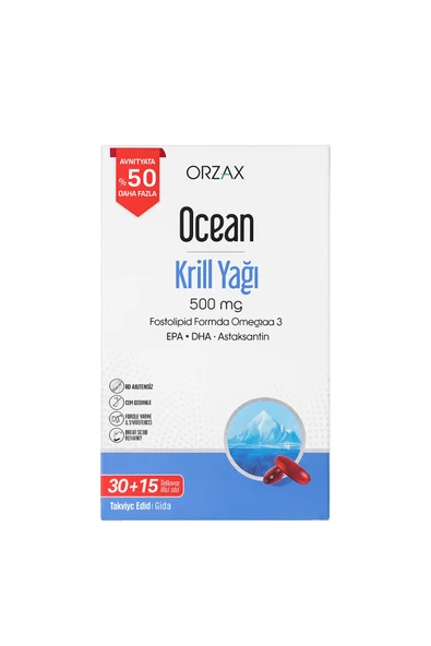 Ocean Krill Yağı 500 mg 30+15 Soft Kapsül ürün görseli