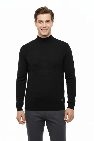 Erkek Yarım Balıkçı Kazak Çelik Örgü Regular Kalıp 5204B BGL-ST04855 ürün görseli