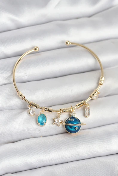 Gezegen Charmlı Gold Renk Pirinç Kadın Bileklik - TJ-BB8047 ürün görseli