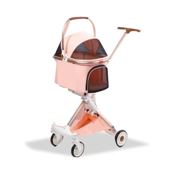 EuroDog Katlanabilir Köpek Arabası Pembe 83x48,5x110 cm - 2